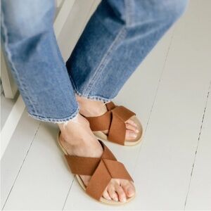 Jenni Kayne Cotton Crossover Sandal — Size 38